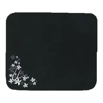 Podložka pod myš Podložka pod myš, Flower edition, měkký povrch, černá, 24x22 cm, Logo