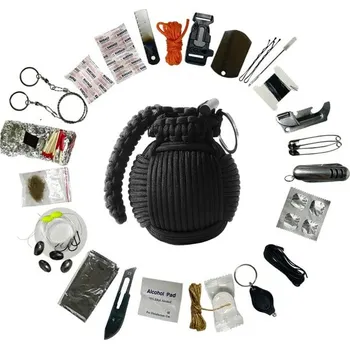 Vybavení pro přežití WARAGOD Paracord Menel sada pro přežití, černá