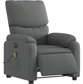 Křeslo Rozkládací masážní křeslo elektrické tmavě šedé látkové