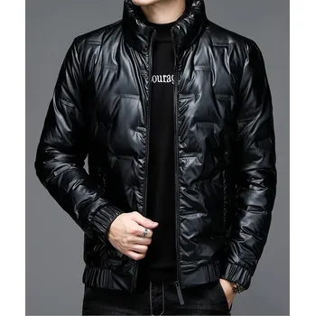 Pánská softshellová bunda Pánská lesklá prošívaná bunda ve stylu bomber – Černá M Barva: Černá, Velikost: M