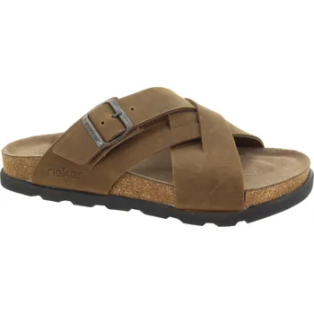 Pánské pantofle RIEKER Pánské hnědé kožené pantofle 21193-25-257 Velikost 46