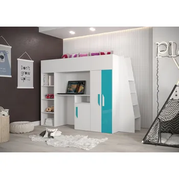 Obývací stěna Dětský pokoj Party 15a s volbou barvy dvířek a ploch - příkré schody Barva korpusu: Bílá, Dveře: Růžová