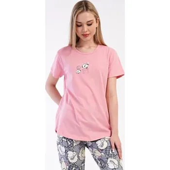 Dámské pyžamo Dámské pyžamo kapri Vienetta Secret Ovečka lososová S