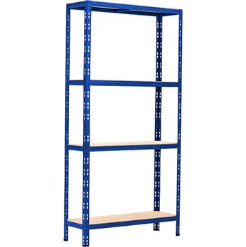 Dílenský regál SUPER EKO HIT - Policový regál Trestles RNDU-KUI 1800x900x300, nosnost 700 kg, 4 police, modrý RNDU-KUI30-4-5017