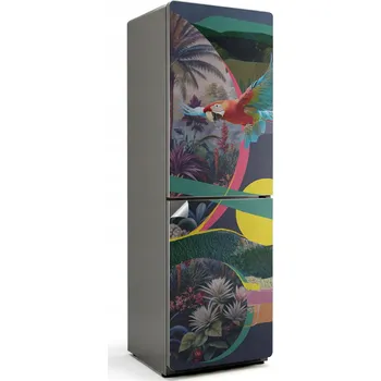 Fototapeta Umělecká Samolepka Fólie Dekorativní na Lednici Tropický Vzor s Papouškem