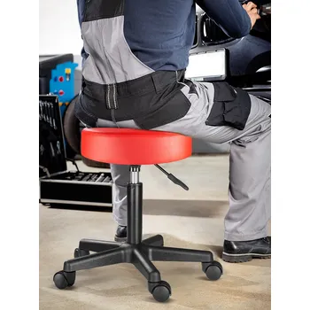 police Casaria® Pojízdná stolička z umělé kůže – červená, otočná