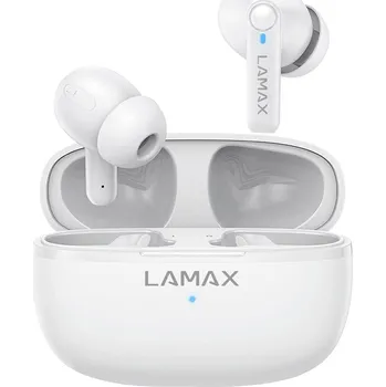 Sluchátka Lamax Clips1 Play Headset do uší (In Ear) Bluetooth® stereo bílá Indikátor nabití, Nabíjecí pouzdro, regulace hlasitosti, odolné vůči potu, dotykové ovládání,