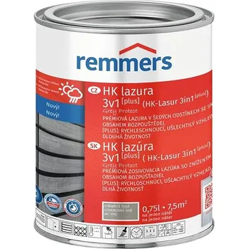 Lak na dřevo Remmers HK Lazura 3v1 Grey Protect [plus] 0,75 l Silbergrau / Stříbřitě šedá