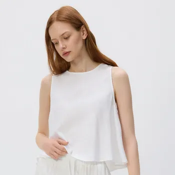 Dámské tričko Reserved - Top s příměsí lnu - bílá - VU803-00X - VU803-00X-M