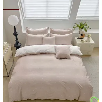 Povlečení Sendia 7-dílné povlečení oboustranné povlečení s puntíkem 140x200 cm světle hnědá a bílá