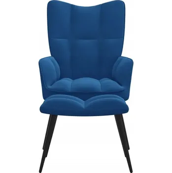 Křeslo KŘESLO S PODNOŽKOU MODRÉ ČALOUNĚNÉ SAMETEM