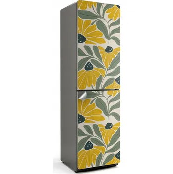 Fototapeta Samolepicí nálepka na ledničku s potiskem vzorem květin a listů