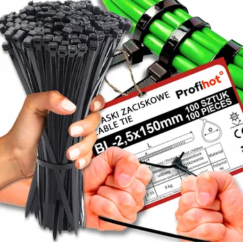 Stahovací páska STAHOVACÍ PÁSKY STAHOVACÍ PÁSKY černé UV 2,5x150 1000 ks