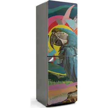 Fototapeta Samolepicí bez bublin na ledničku Papoušek na pozadí abstrakce