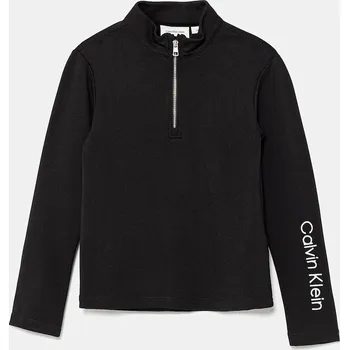 Chlapecká mikina Dětská mikina Calvin Klein Jeans černá barva, hladká, IG0IG02978 IG0IG02978.9BYA 99X, vel. 128