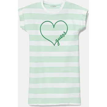 Dívčí šaty Dívčí šaty Guess zelená barva, mini, J5GK33 KBOR4 J5GK33.KBOR4.PPYA 07X, vel. 136-146