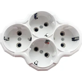 Elektrická zásuvka ELEKTRICKÁ ROZBOČKA BÍLÁ ROZDVOJKA 4 ZÁSUVKY UZEMNĚNÍ