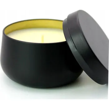 Svíčka Ručně vyráběná vonná svíčka ze sójového vosku – černá kovová nádoba, dárek