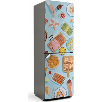 Fototapeta Samolepicí samolepka na ledničku Snadná Montáž - Ilustrace hostiny na stole