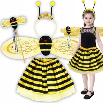 Karnevalový kostým KOSTÝM VČELKA MÁJA, VČELÍ OBLEČEK, KOSTÝM VČELA, KŘÍDLA, SUKNĚ, SET 98-116 CM