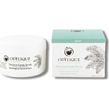 Tělový peeling Odylique | Cukrový tělový peeling - Coconut Candy Obsah: 175 g exotická vůně kokosu a kakaa s makovými semínky pro šetrný peeling