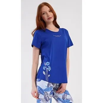 Dámské noční prádlo Dámské pyžamo kapri Vienetta Secret Julie modrá 1XL