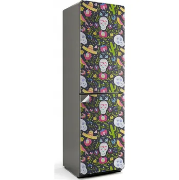 Fototapeta Samolepicí Nálepka s mikrokanálky pro odvod vzduchu, vzor lebky a rostliny