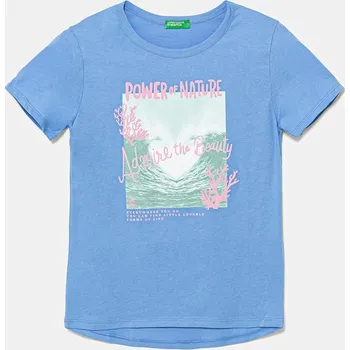 Dětské bavlněné tričko United Colors of Benetton 3I1XC10OY.G.Seasonal modrá 50X, vel. 140