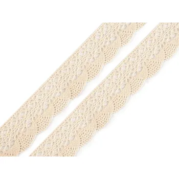 Bavlněná krajka paličkovaná šíře 32 mm, barva 6200 béžová světlá