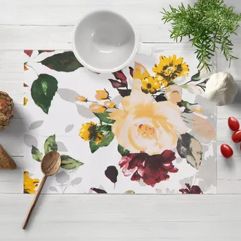 prostírání Bavlněné prostírání na stůl Sandra SA-217 Velké žluté květy 30x40 cm