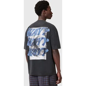 Pánské tričko Bavlněné tričko AllSaints WAVY pánské, černá barva, s potiskem, M063PC 99X, vel. XXL