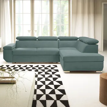 Sedací souprava Sedací souprava LARS I | 264x215 cm | rozkládací + úložný prostor | AKCE | zelenomodrá 72