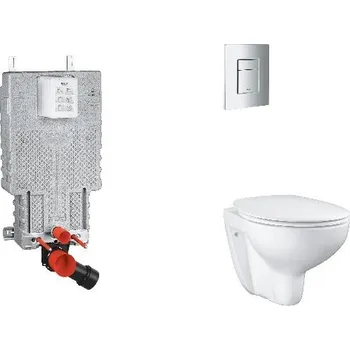 WC sada Grohe Uniset - Set předstěnové instalace, klozetu, sedátka SoftClose a tlačítka Skate Cosmopolitan, matný chrom SANI15BB2102