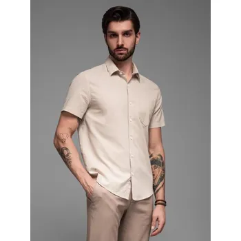 Pánská košile Ombre Clothing Ležérní béžová pánská košile V4 shss-0167