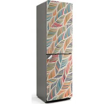 Fototapeta Omyvatelná Samolepicí Nálepka na Lednici do Kuchyně - Vzor Listů ve Vlnách