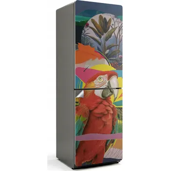 Fototapeta Dekorativní samolepka na lednici - Papoušek v tropické koláži