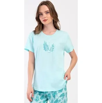 Dámské pyžamo Dámské pyžamo kapri Vienetta Secret Simona mentolová 3XL