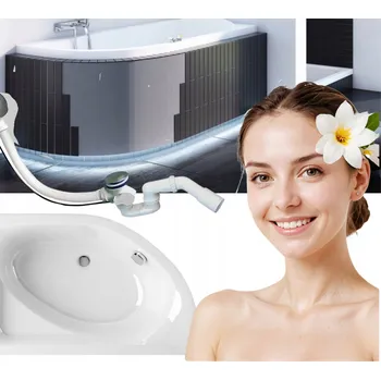 Vana Vana s obkladem LED sifon ROHOVÁ PRAVÁ ASYMETRICKÁ AKRYLÁTOVÁ 170x110