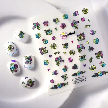 Samolepky na nehty 3D samolepicí vypouklé vzory KVĚTY SUKULENTY