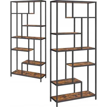 Knihovna Regál Songmics industriální 80 cm x 30 cm x 180 cm černý/dub rustikální