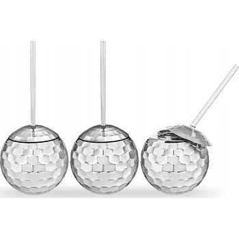 SADA 3 DISKO KOULÍ S BRČKY NA PITÍ HRNEK 600 ML NA PÁRTY NA KOKTEJLY