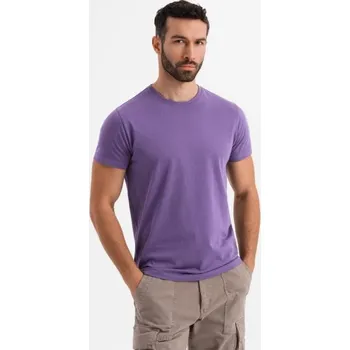 Ombre Clothing Základní fialové bavlněné tričko s kulatým výstřihem V13 TSBS-0236