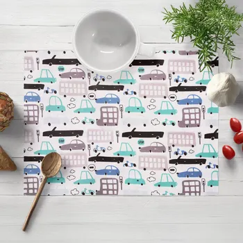 prostírání Dětské bavlněné prostírání na stůl Sandra SA-199 Autíčka a autobusy 30x40 cm