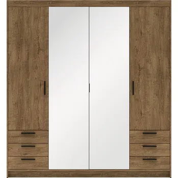 Šatní skříň Šatní skříň ELENA 4D 6S + zrcadlo + 6x zásuvka | 176,3 cm | dub lefkas
