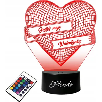 Lampička LAMPKA na SKLE Srdce Jsi Moje Valentýnka 3D LED RGB + DÁLKOVÝ OVLADAČ 16 BAREV