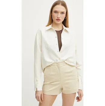 Dámská košile Košile s příměsí lnu Patrizia Pepe dámská, béžová barva, relaxed, s klasickým límcem, 2C1602 A052 2C1602.A052 01X, vel. 40