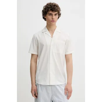 Pánská košile Košile HUGO pánská, béžová barva, regular, s klasickým límcem, 50539690 01X, vel. L