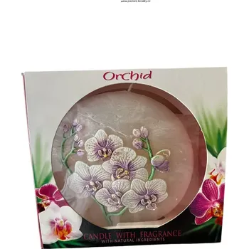 Svíčka Vonná svíčka - orchidej (Parafínová svíčka s motivem orchideje)