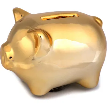 Pokladnička Prima-obchod Zlaté prasátko pro štěstí / pokladnička pro svatby a Vánoce zlatá