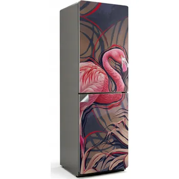 Fototapeta Dekorativní nálepka na ledničku s motivem Plameňák v tropickém stylu